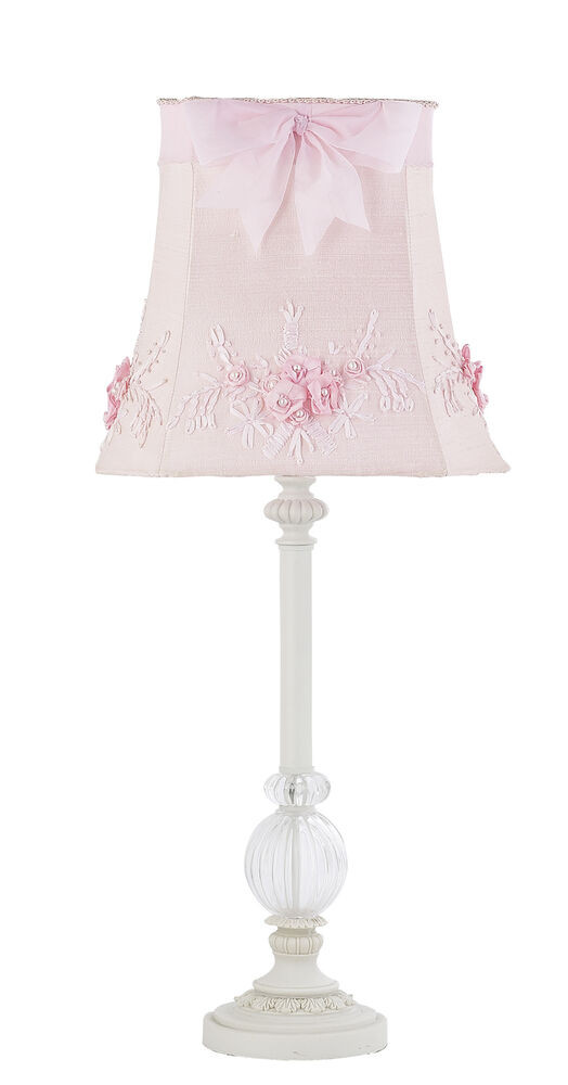Girls Bedroom Lamp
 Kids Girls White Table Lamp Glass Pink Shade Nursery
