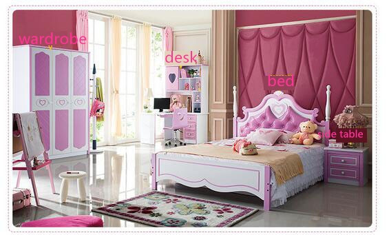 Girls Bedroom Set With Desk
 Kids bedroom furnitures sets bed bedside table wardrobe