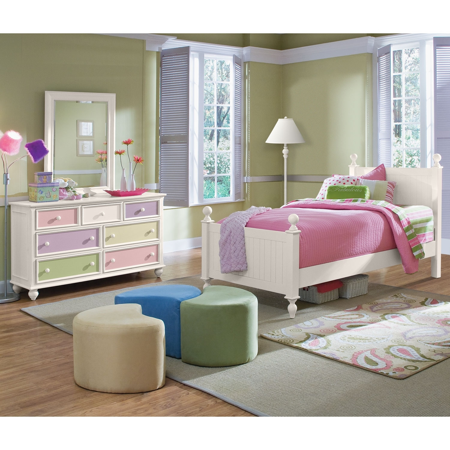 Girls Bedroom Sets Twin
 Colorworks 5 Piece Twin Bedroom Set White