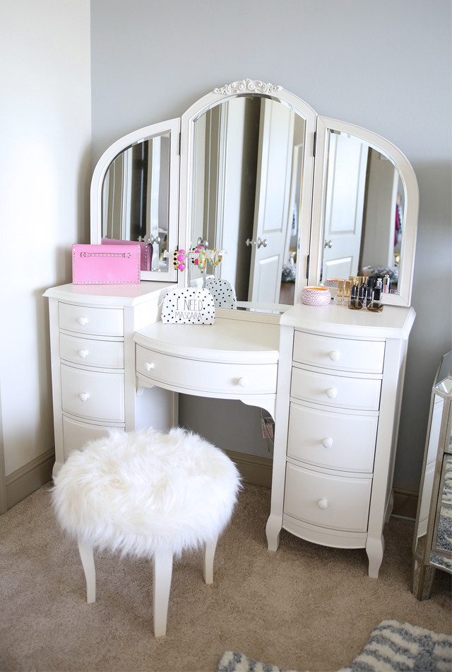 Girls Bedroom Vanity
 Southern Curls & Pearls Bedroom Reveal