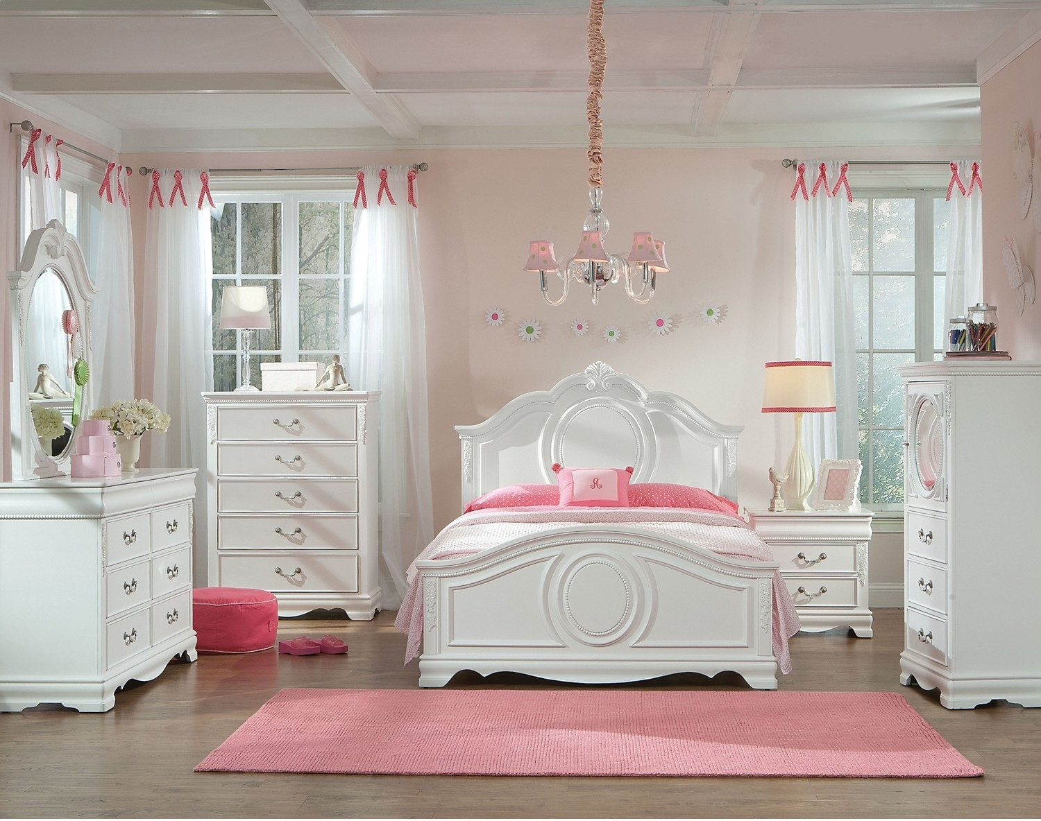 Girls White Bedroom Furniture Set
 Jessica 5 Piece Full Bedroom Set – White