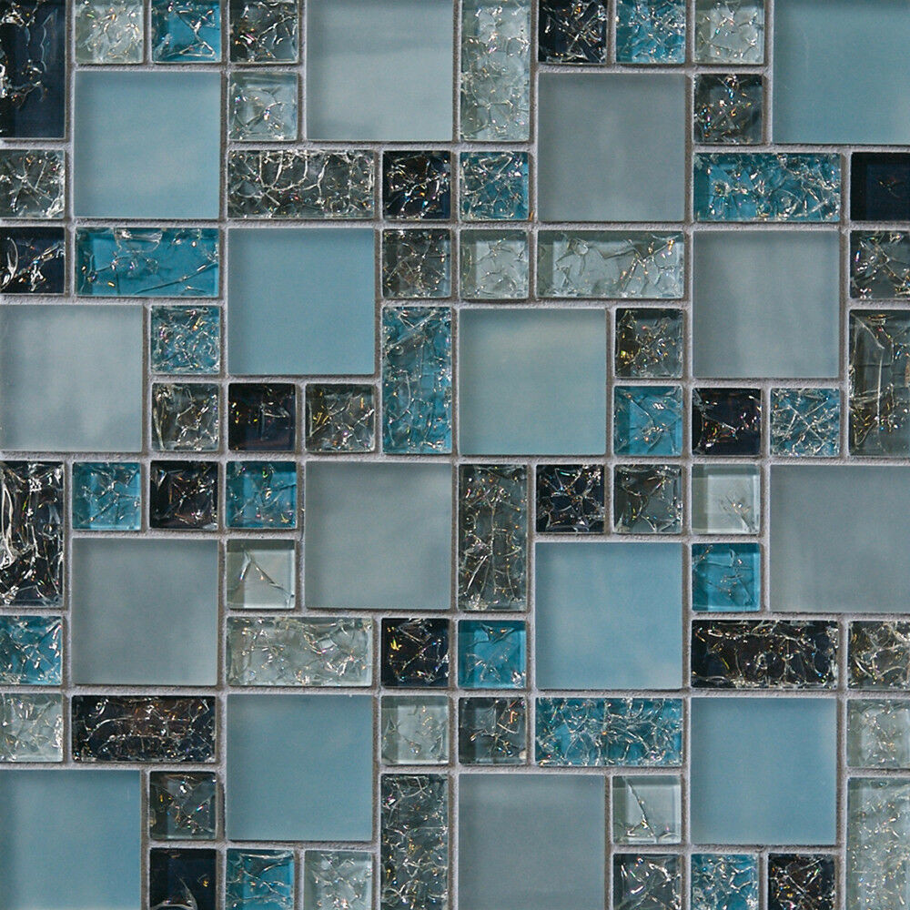 Glass Mosaic Bathroom Tiles
 1 SF blue crackle glass mosaic tile Backsplash Kitchen