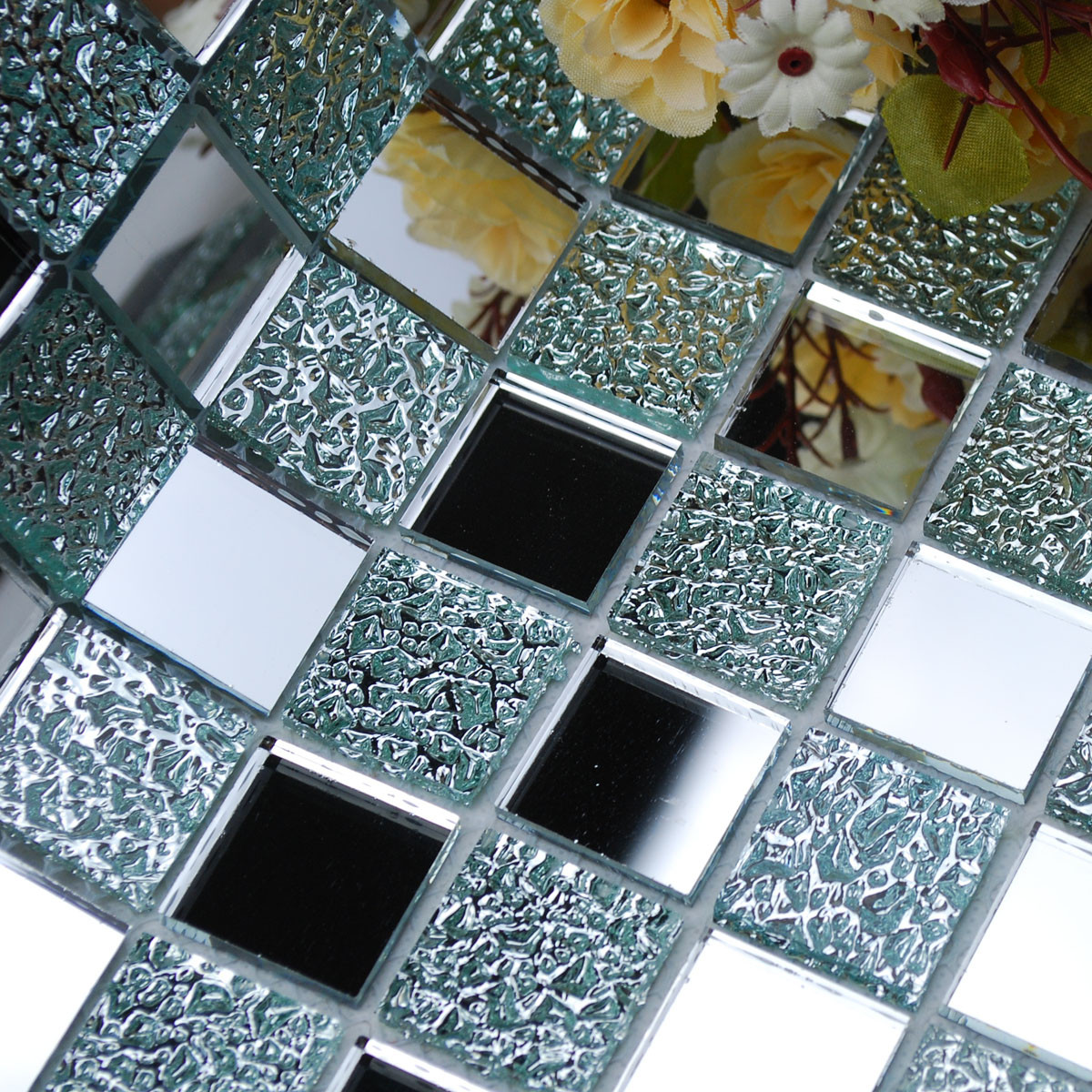 Glass Mosaic Bathroom Tiles
 Wholesale Mirror Tile Squares Blue Bathroom Mirrored Wall