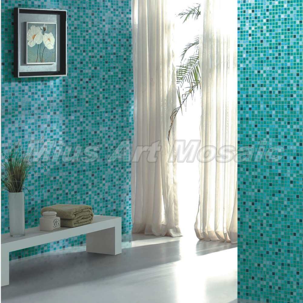 Glass Mosaic Bathroom Tiles
 High quality Aqua Recycled glass tiles bathroom mosaic