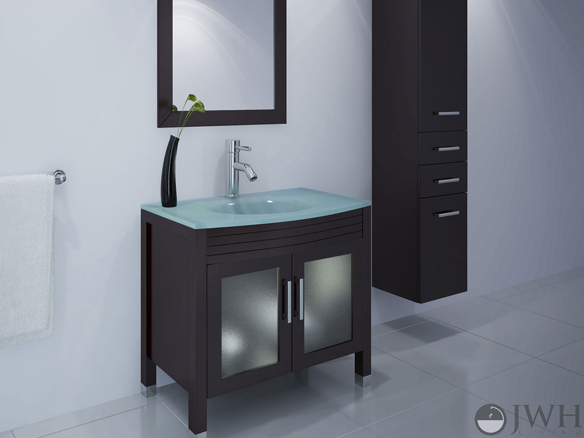 Glass Top Bathroom Vanity
 35 5" Ludwig Glass Sink Bathroom Vanity Bathgems
