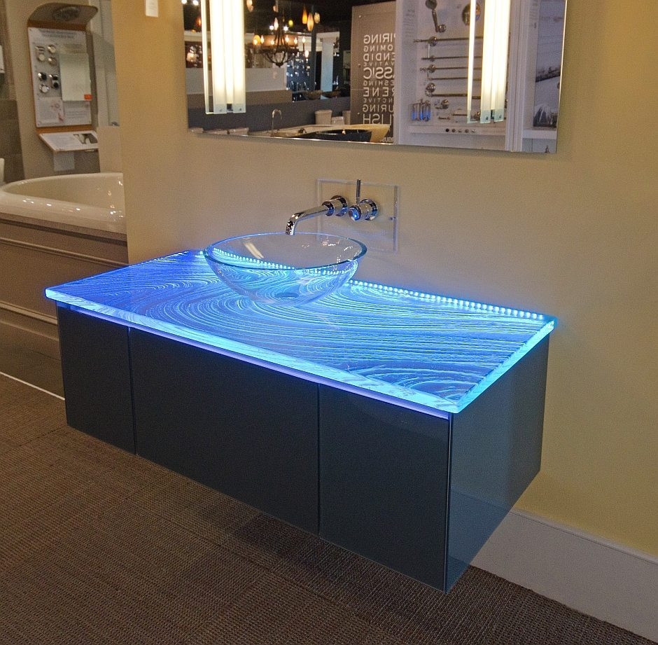 Glass Top Bathroom Vanity
 Glass Counter atop Robern Vanity – Downing Designs