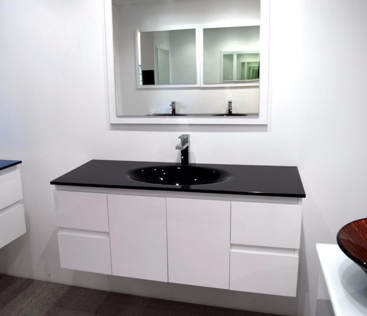 Glass Top Bathroom Vanity
 Bathroom Vanity Unit Glass TOP Glass Integrated Basin