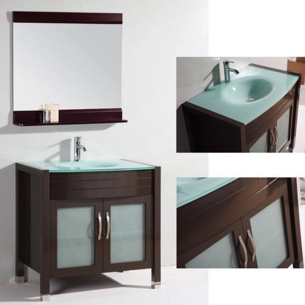 Glass Top Bathroom Vanity
 Glass Top 36 inch Single Sink Bathroom Vanity with