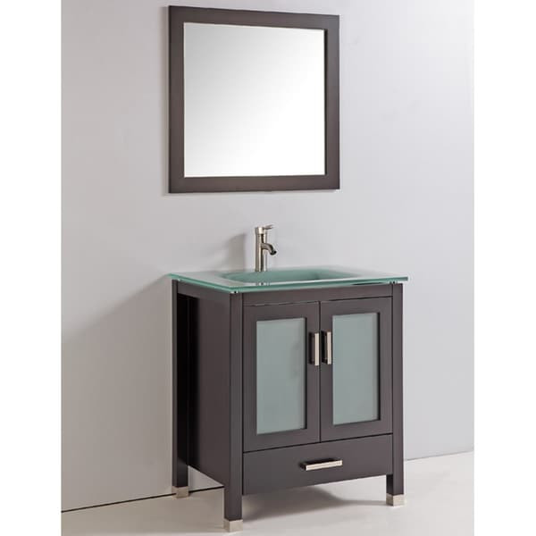 Glass Top Bathroom Vanity
 Shop Tempered Glass Top 30 inch Single Sink Bathroom