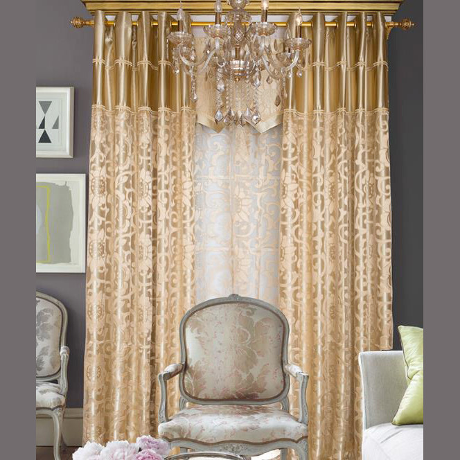 Gold Curtains Living Room
 European Style Light Gold Polyester Jacquard Floral