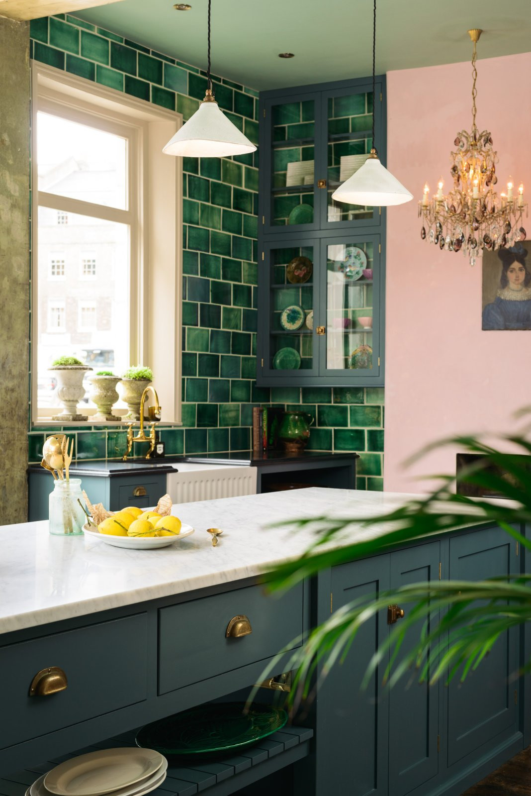 Green Kitchen Tiles
 A Pink & Green Kitchen Honestly WTF