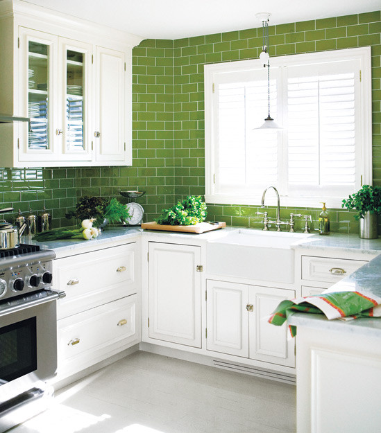 Green Kitchen Tiles
 Green Subway Tile Contemporary kitchen Style at Home