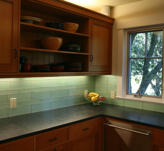 Green Kitchen Tiles
 Green Glass Kitchen Backsplash Mill Valley Modern