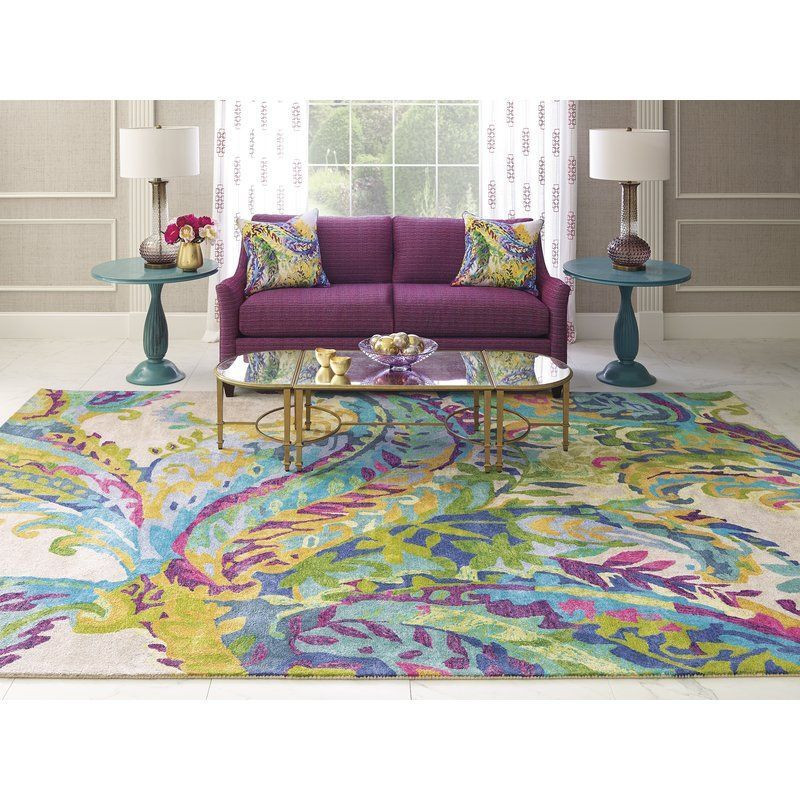 Green Rugs For Living Room
 Galleria Paisley Handmade Tufted Blue Green Yellow Area