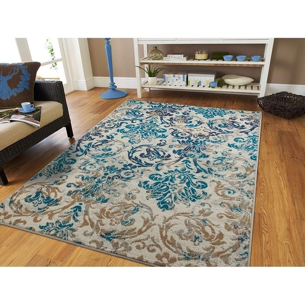 Green Rugs For Living Room
 Shop Copper Grove Frejus Modern Teal Blue and Grey Area