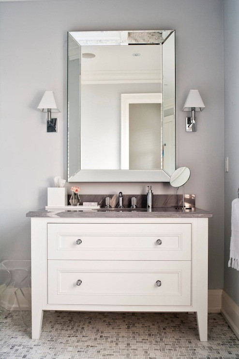Grey Bathroom Mirror
 Grey and White Bathroom Contemporary bathroom