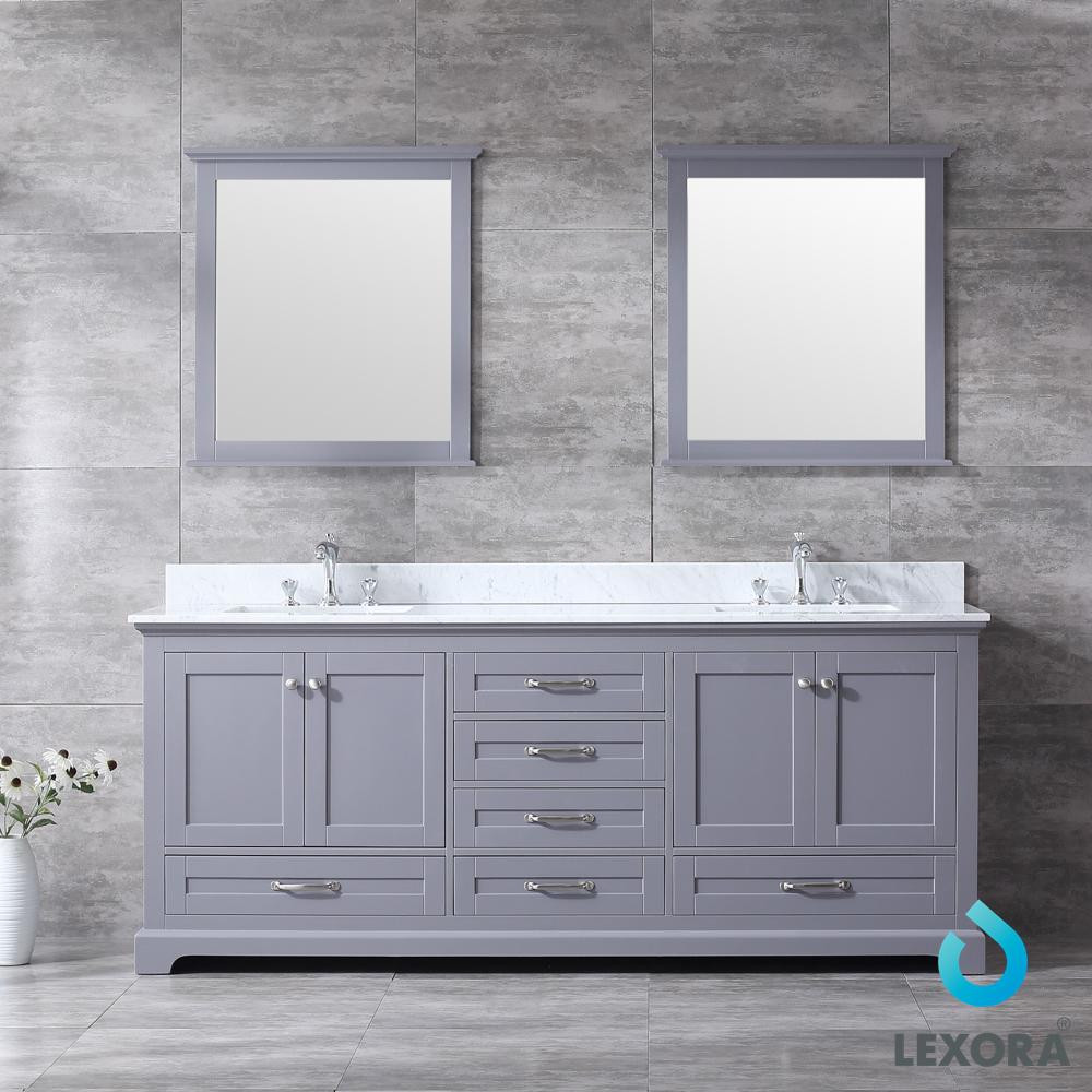 Grey Bathroom Mirror
 80 Inch Dukes Color Dark Gray Double Bathroom Vanity with