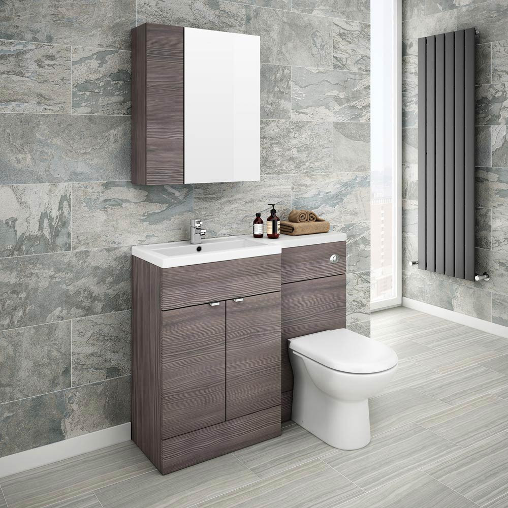 Grey Bathroom Mirror
 Brooklyn Bathroom Mirror & Fascia Cabinet Grey Avola