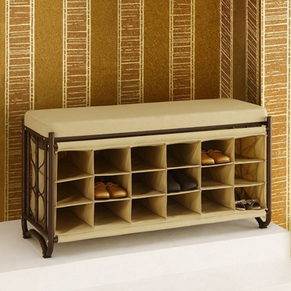 Hall Bench With Storage
 Entryway Hall Bench Seat Shoe Storage Cubbie Cushion