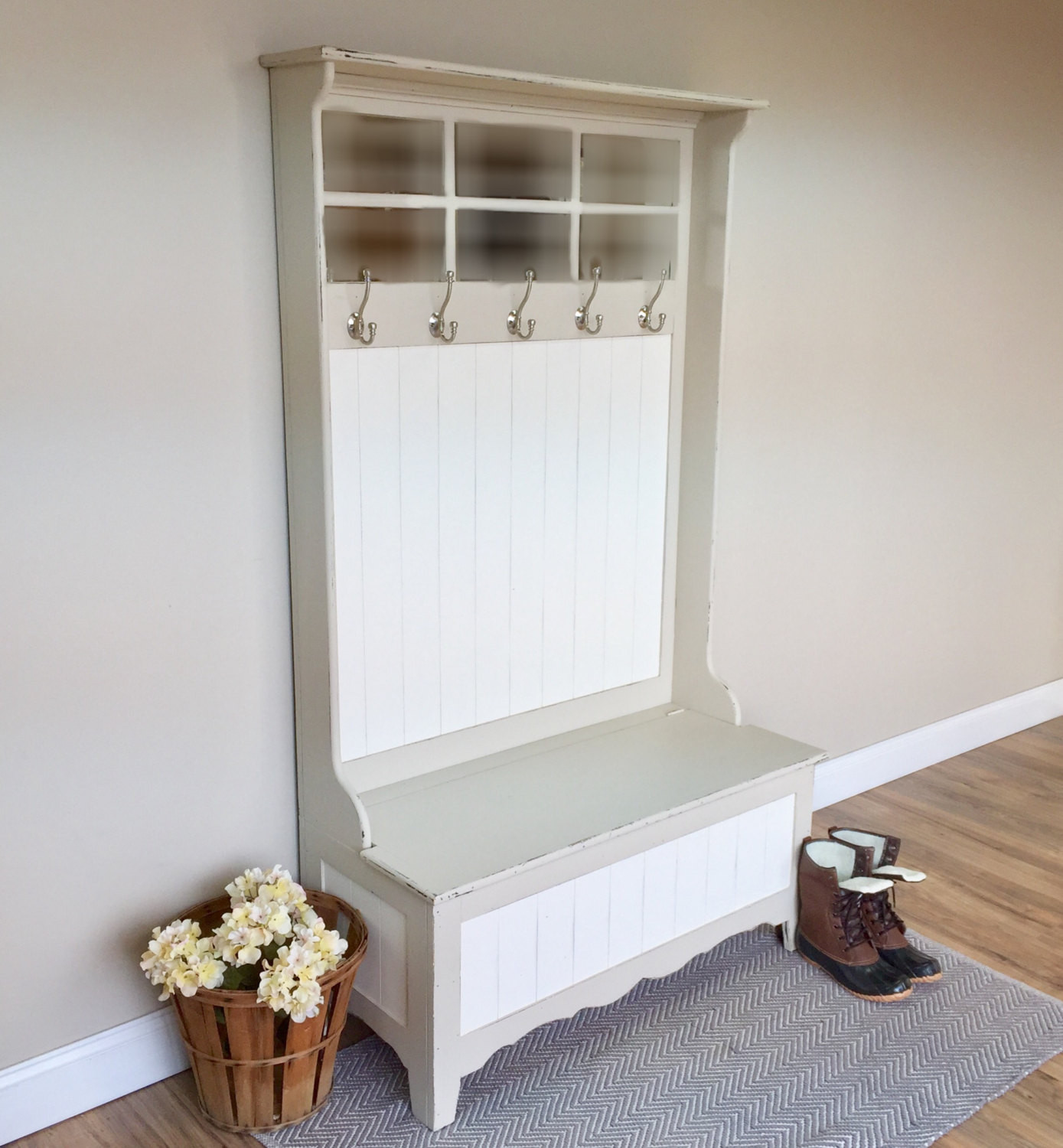 Hall Bench With Storage
 Hall Tree Storage Bench Foyer Furniture White by