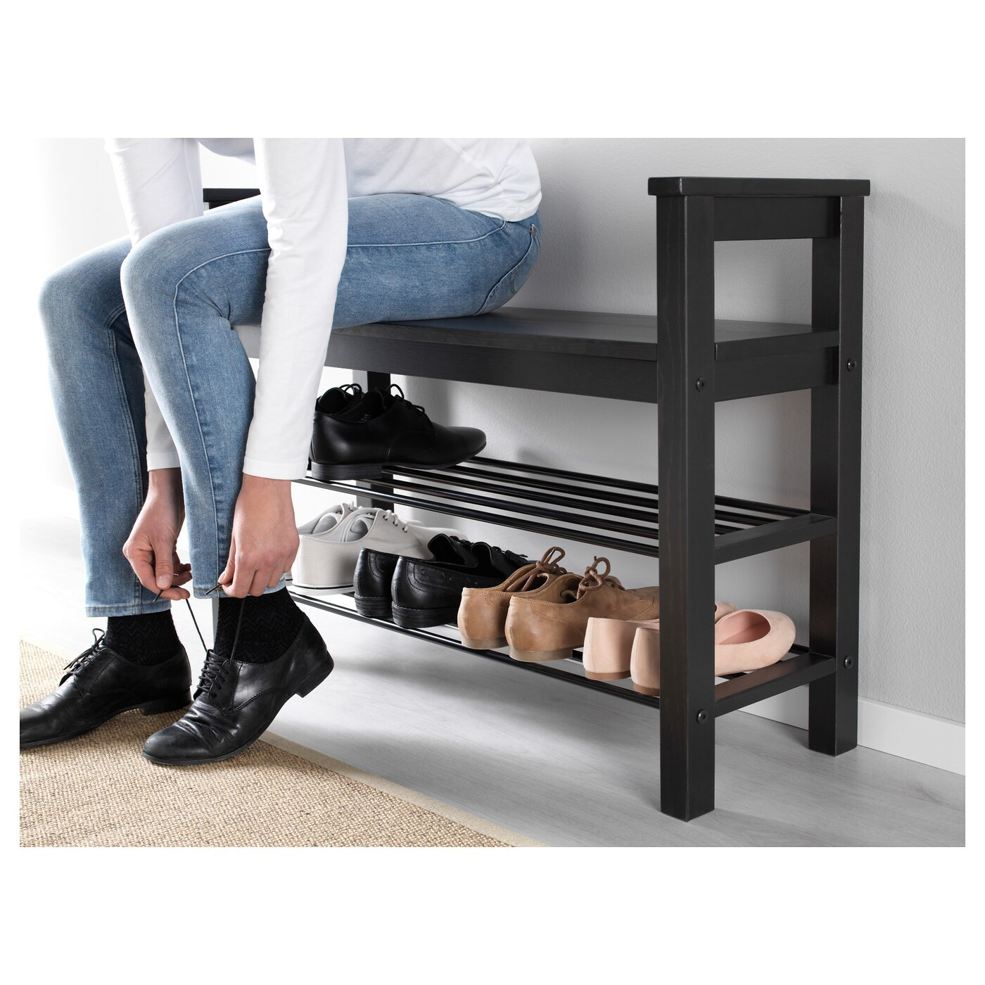 Hemnes Bench With Shoe Storage
 Shoe Stand With Bench