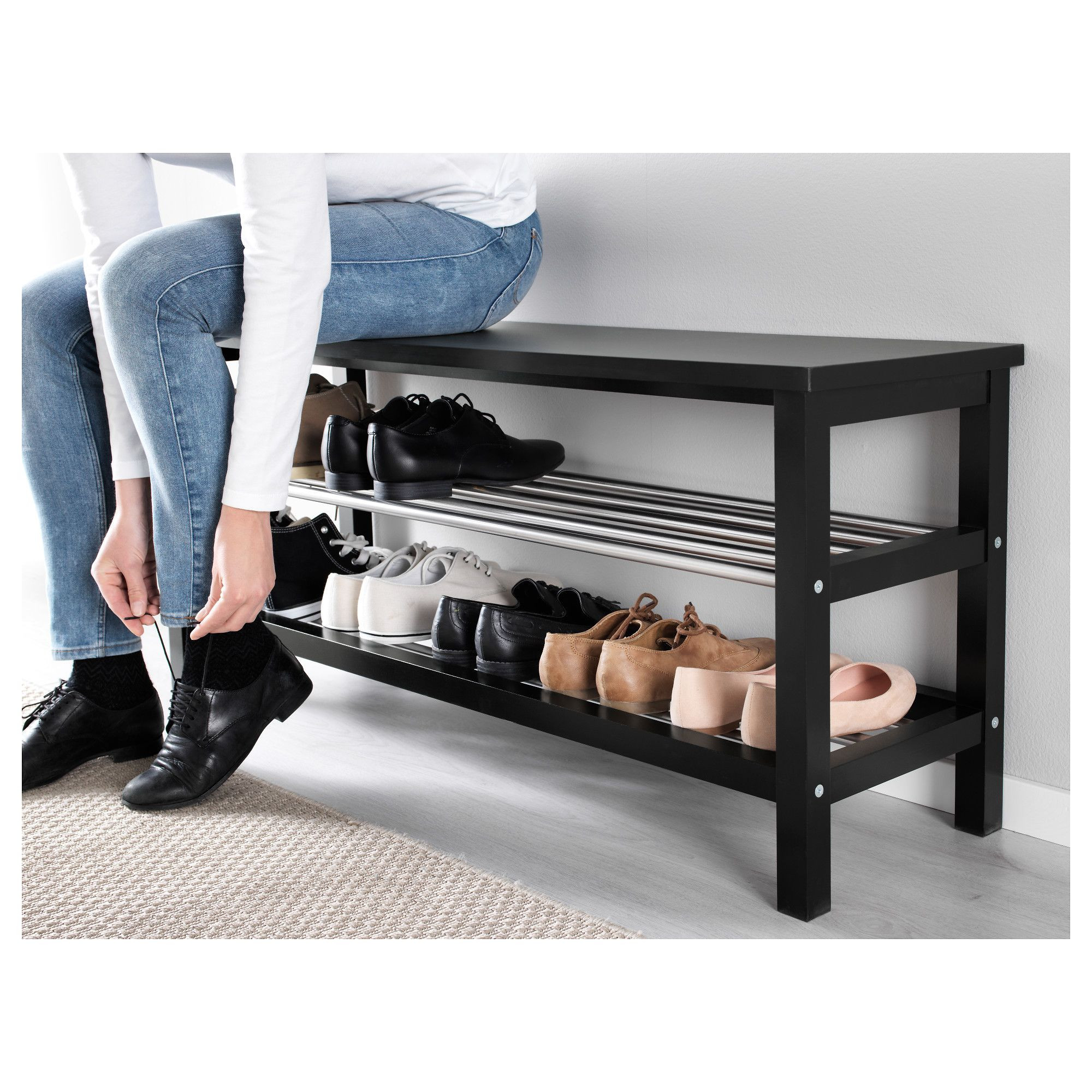 Hemnes Bench With Shoe Storage
 IKEA TJUSIG Bench with shoe storage black