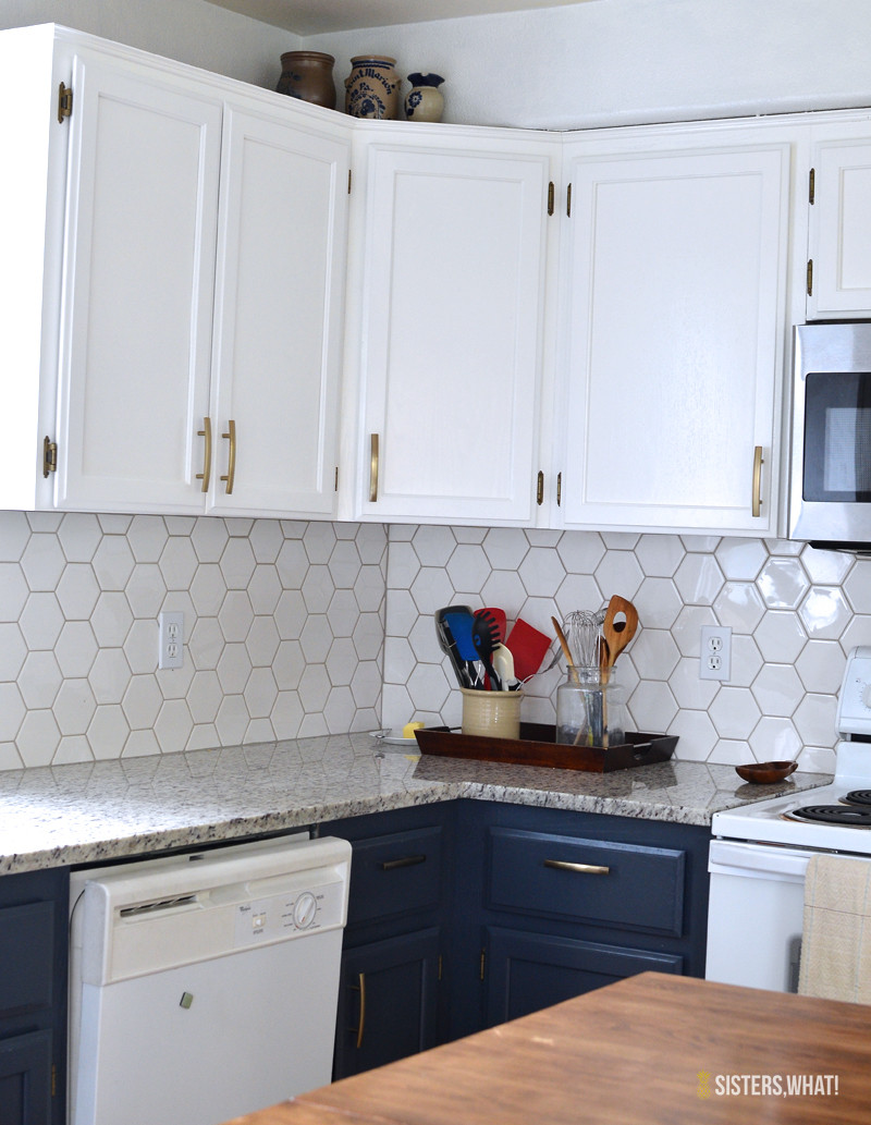 Hexagon Kitchen Tiles
 a two toned DIY kitchen remodel a DIY using a spray gun