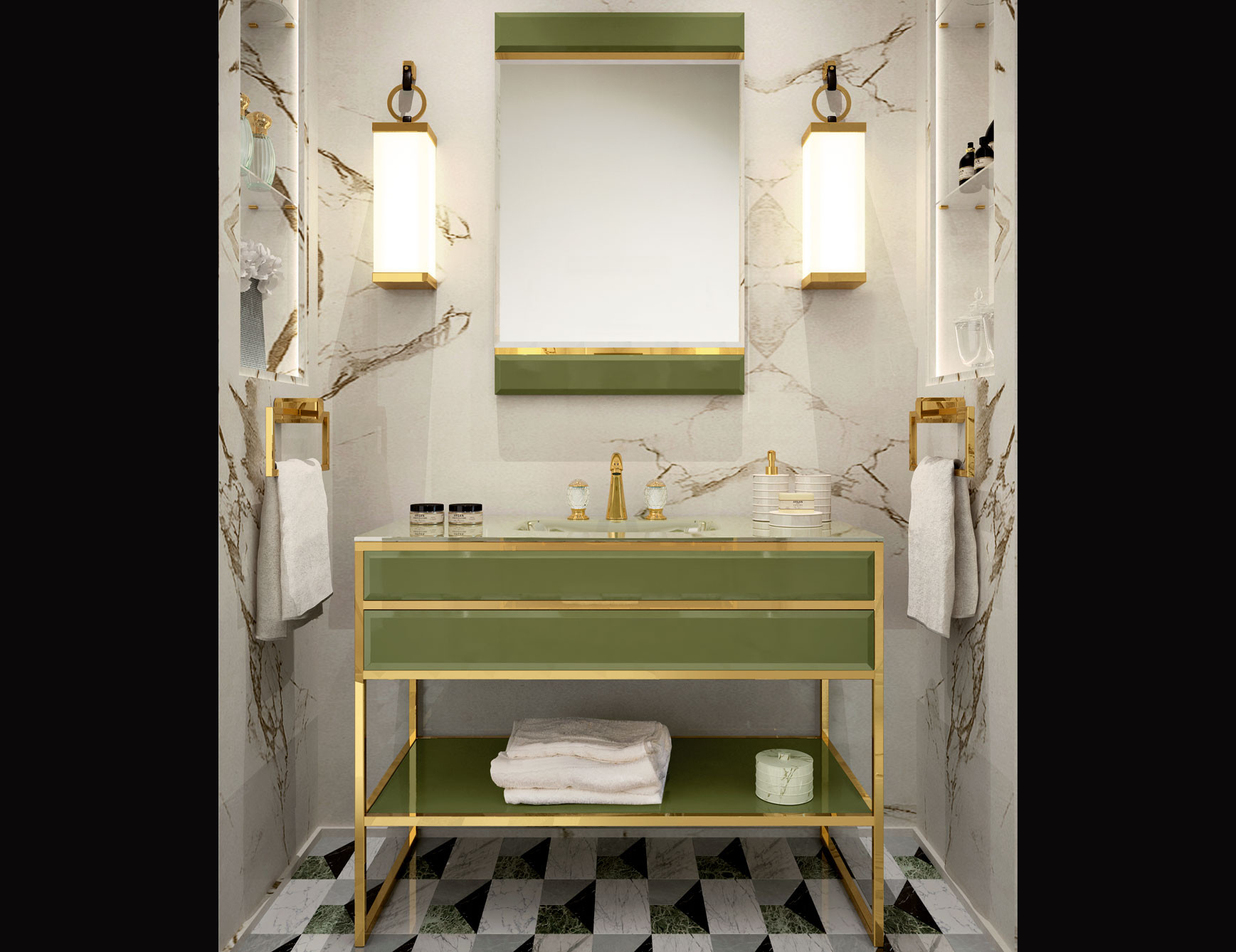 High End Bathroom Vanities
 Nella Vetrina A5 High end Italian Bathroom Vanity Green