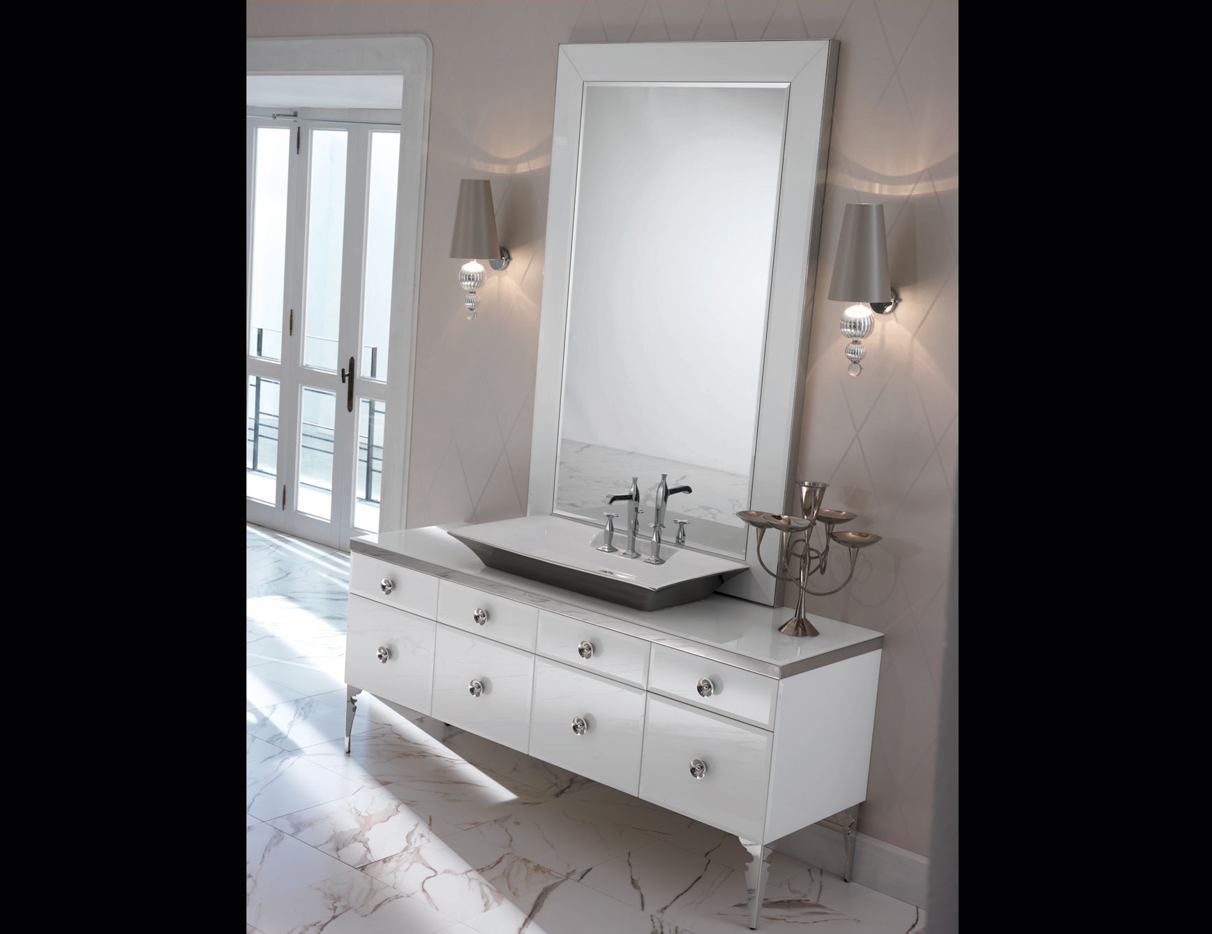 High End Bathroom Vanities
 Milldue Majestic 19 Smoked Lacquered Glass High End