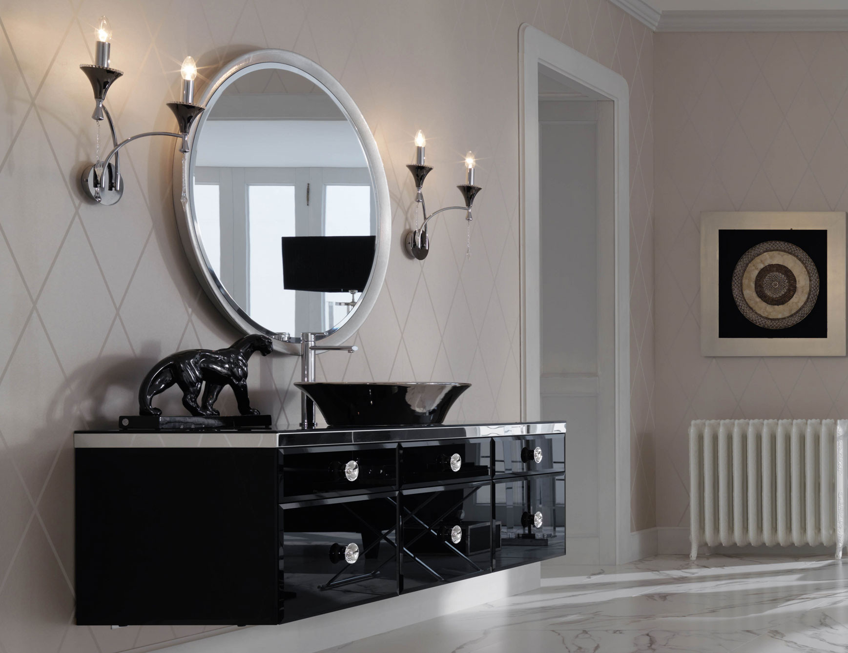 High End Bathroom Vanities
 Milldue Majestic 23 Black Lacquered Glass High End Italian