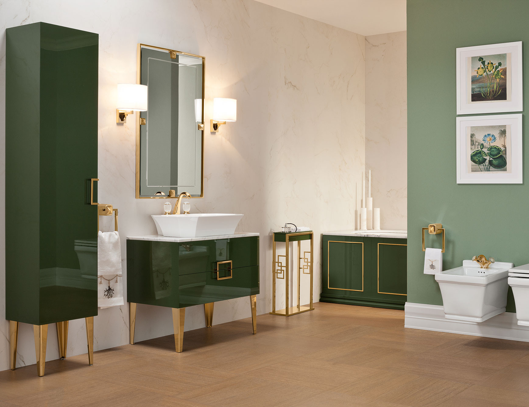 High End Bathroom Vanities
 Daphne Bathroom High End Vanity Wood in Forest Green Lacquer