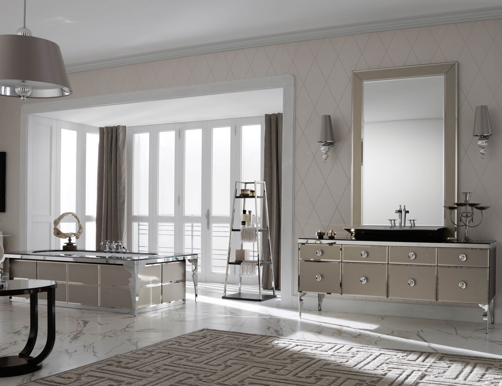 High End Bathroom Vanities
 Milldue Majestic 10 Bronze Lacquered Glass High End
