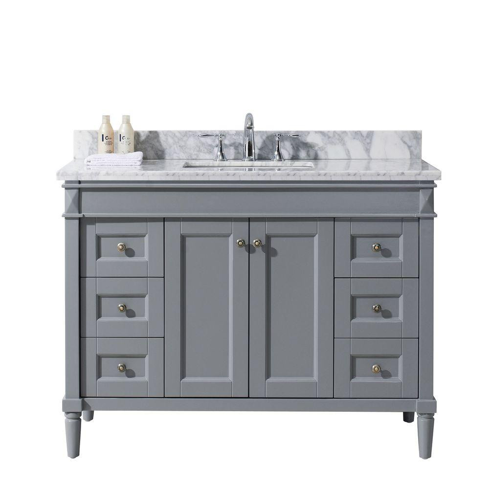 Home Depot 48 Bathroom Vanity
 Virtu USA Tiffany 48 in W x 22 in D Vanity in Grey with
