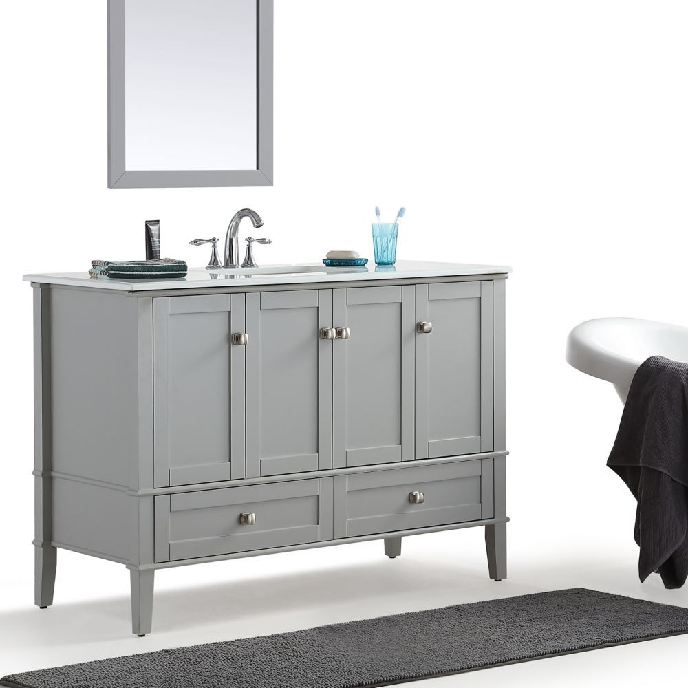 Home Depot 48 Bathroom Vanity
 Simpli Home Chelsea 48 inch Bath Vanity with White Quartz
