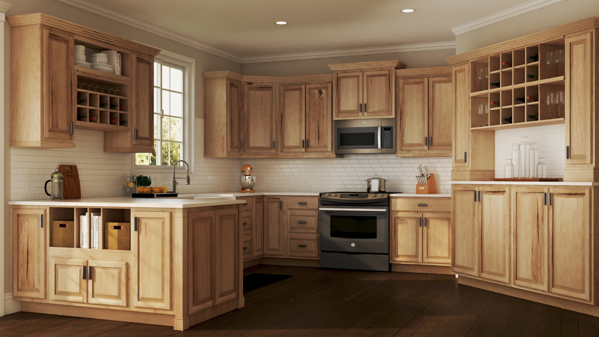 Home Depot Kitchen Cabinet
 Hampton Wall Kitchen Cabinets in Natural Hickory – Kitchen