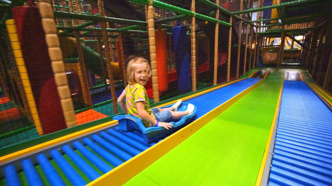 Indoor Gym For Kids
 Fun Sled Slide Race at Busfabriken Lekland indoor