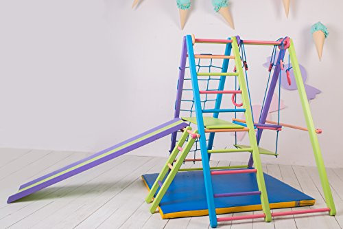 Indoor Gym For Kids
 Panda Indoor Playground by EZPlay – Sturdy Ash Wood Indoor