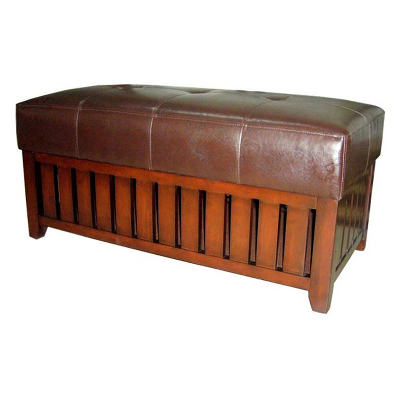 Indoor Storage Bench Cushion
 Ore International Cushion Wooden Storage Bench Brown