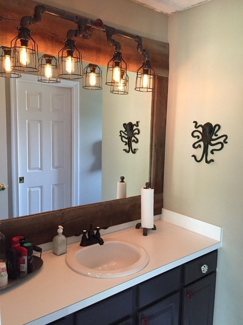 Industrial Bathroom Mirror
 Vanity Lighting for industrial bathroom Black Pipe Wall