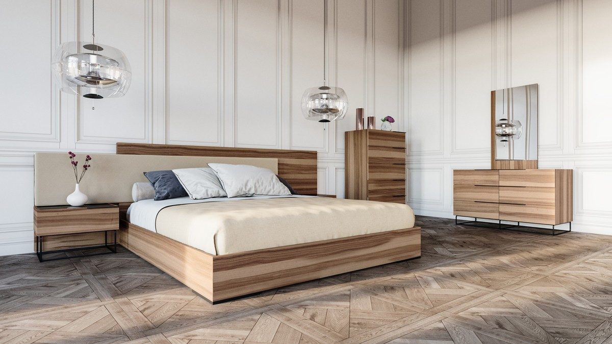 Italian Modern Bedroom Furniture
 Nova Domus Matteo Italian Modern Walnut & Fabric Bedroom Set