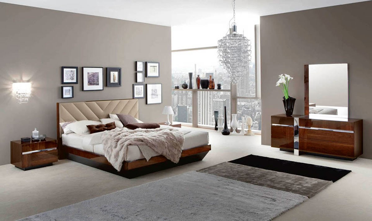 Italian Modern Bedroom Furniture
 ALF Roma Italian Modern Walnut Eastern King Bedroom Set