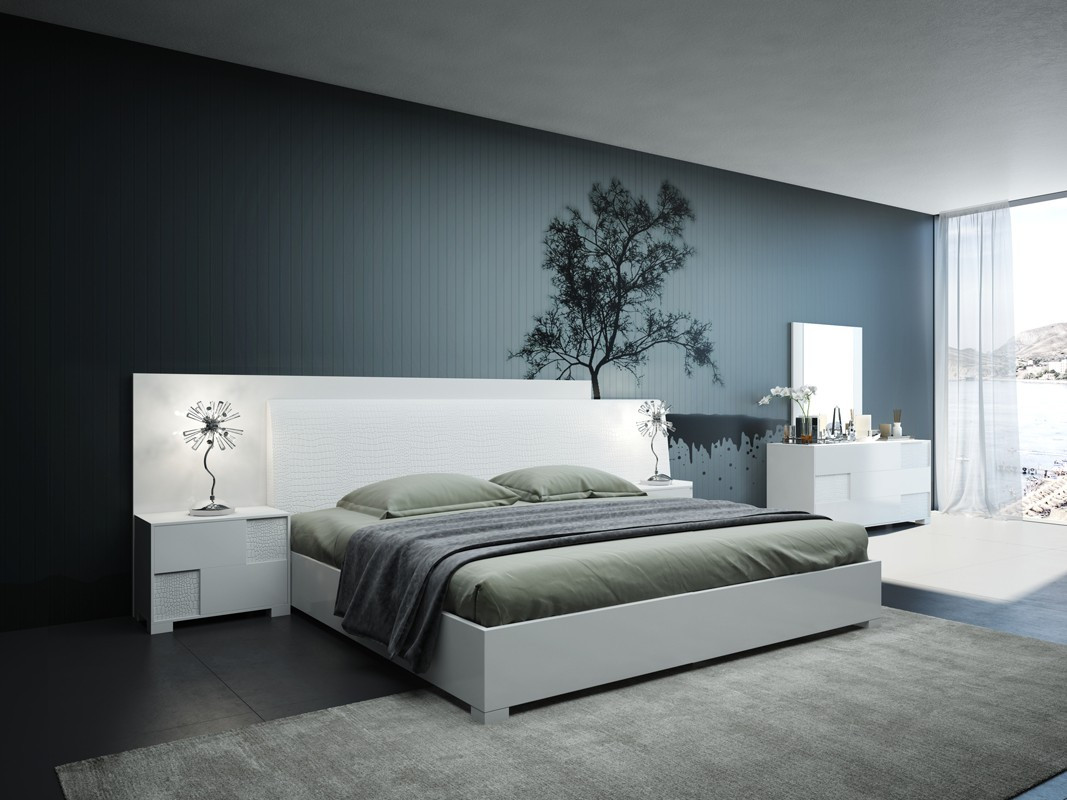 Italian Modern Bedroom Furniture
 Modrest Monza Italian Modern White Bedroom Set
