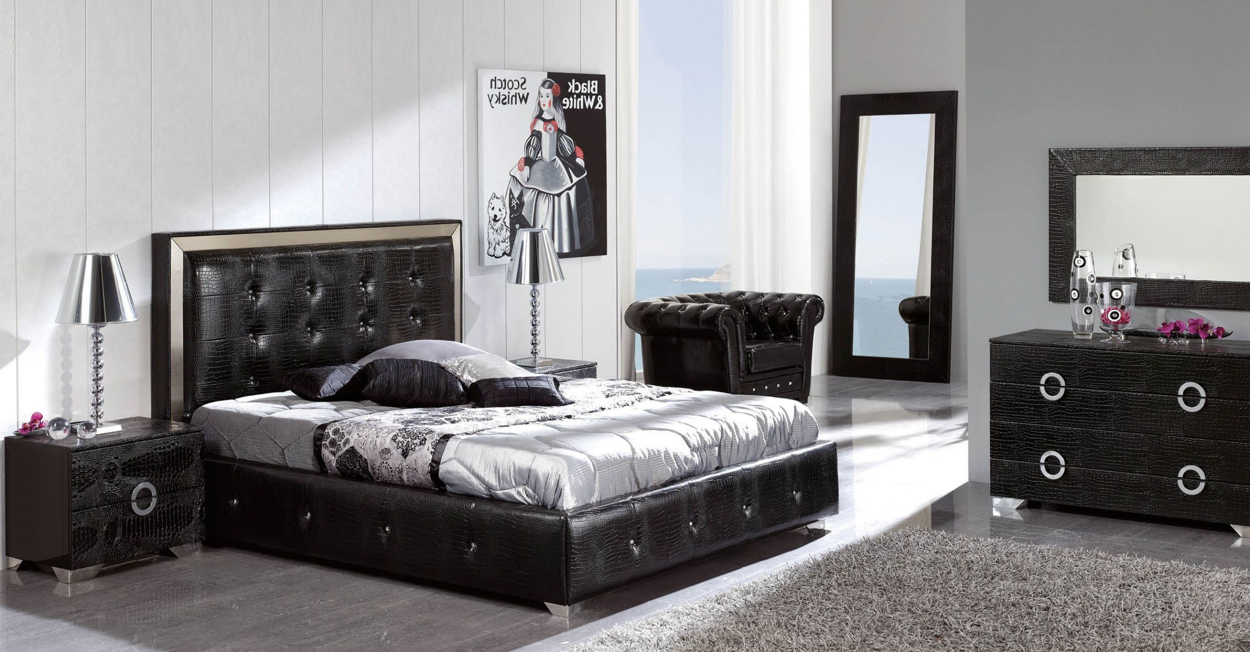 Italian Modern Bedroom Furniture
 Coco Black Modern Italian Bedroom set N Star Modern