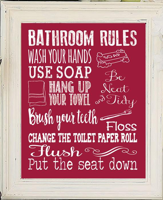 Kids Bathroom Sign
 Bathroom Rules Decor Kids Bathroom Rules Fun by JandSGraphics