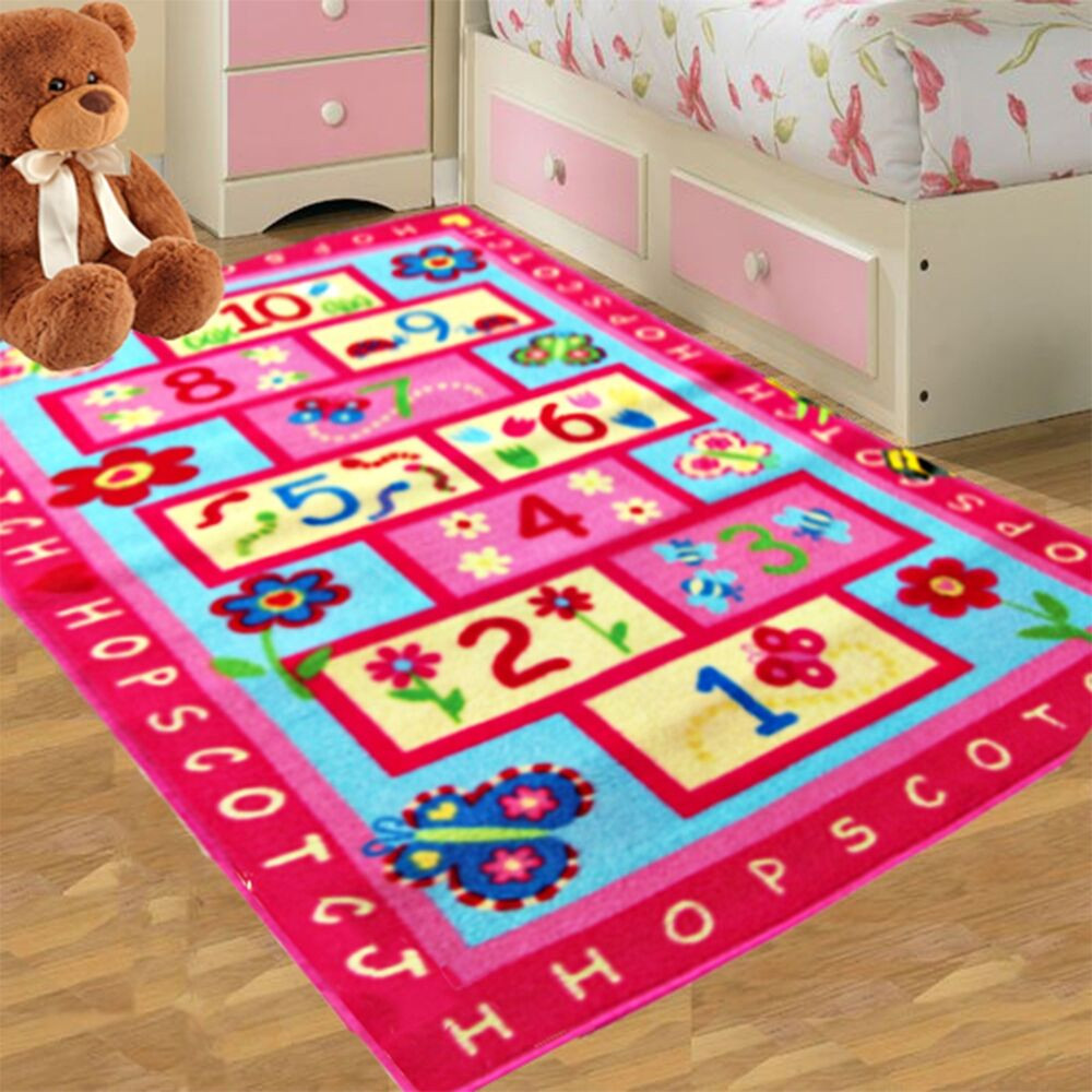 Kids Bedroom Carpet
 KIDS PINK HOPSCOTCH GIRLS BEDROOM FLOOR RUGS NURCERY PLAY