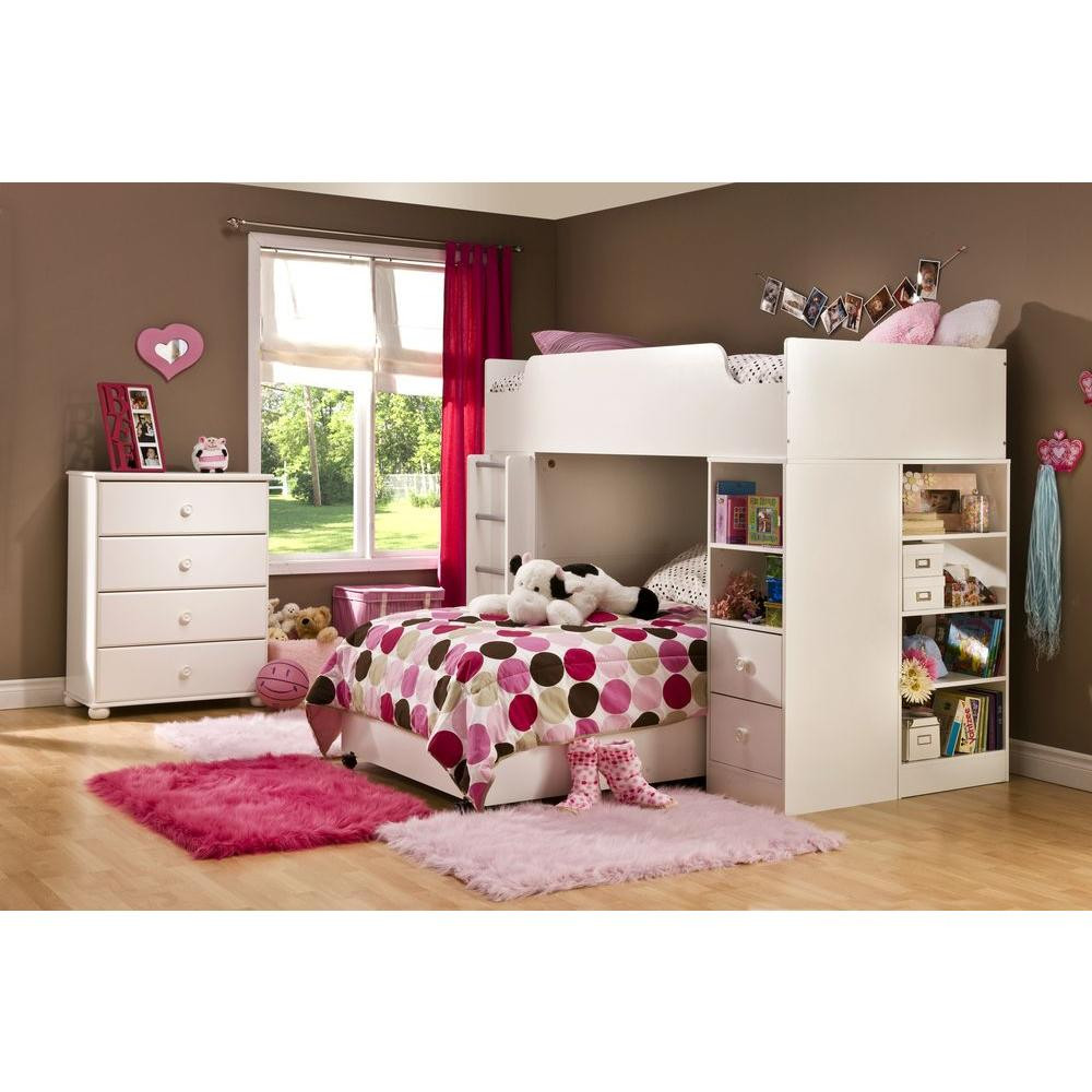 Kids Bedroom Furniture Sets
 South Shore Logik 4 Piece Pure White Twin Kids Bedroom Set