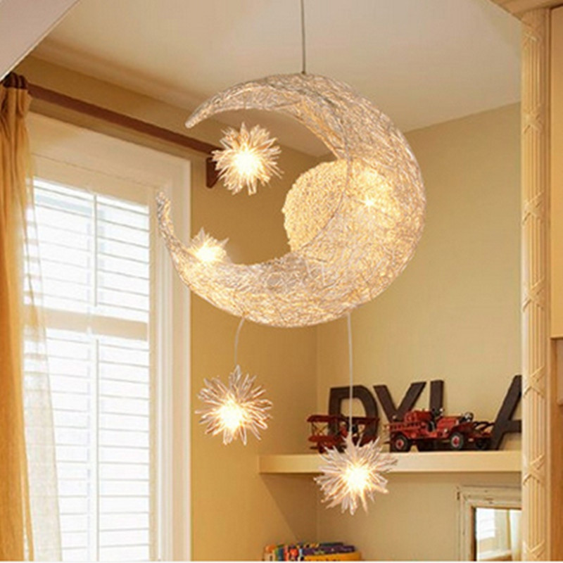 Kids Bedroom Lamps
 Modern Chandelier Lighting Moon Star LED Pendant Lamp