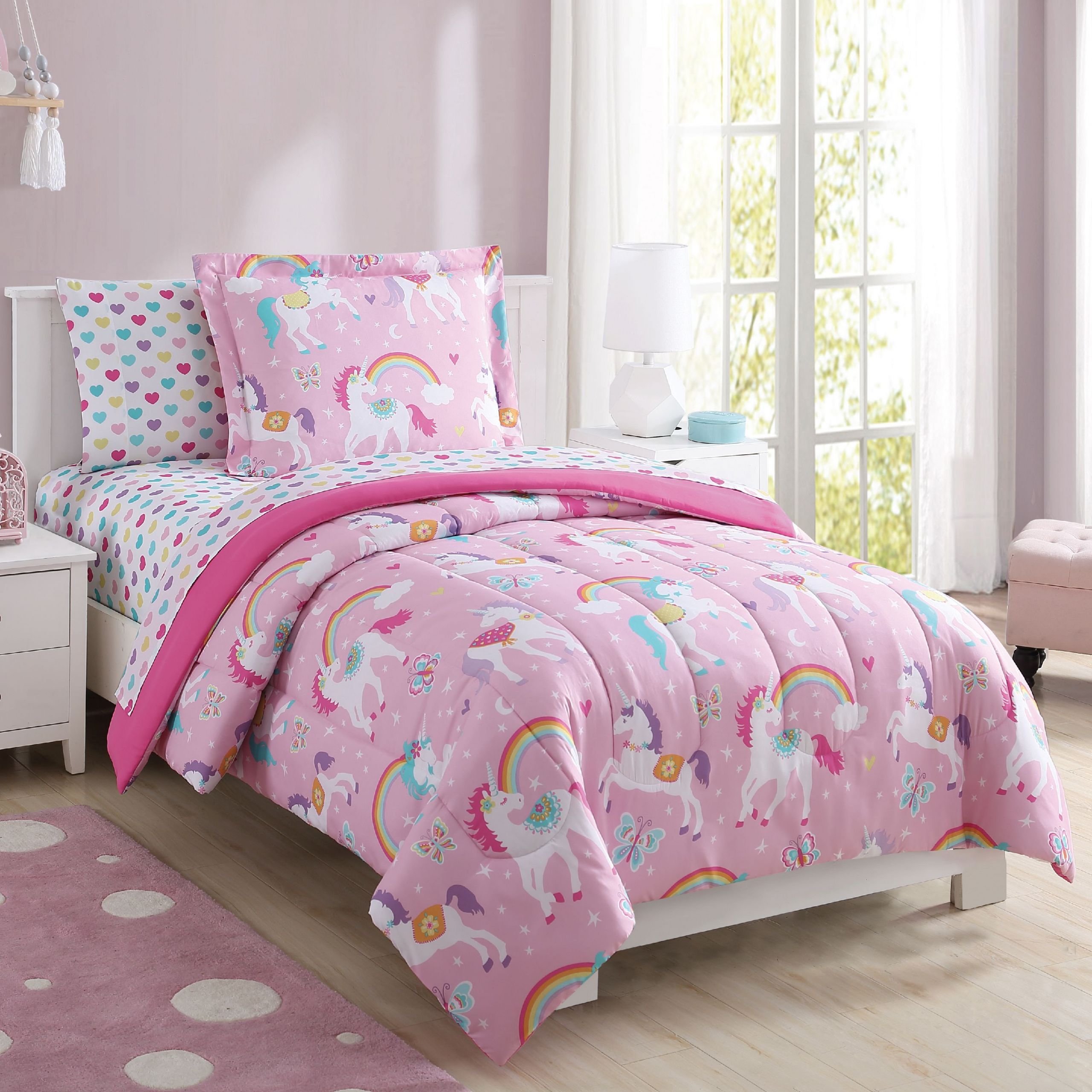 Kids Bedroom Set Walmart
 Mainstays Kids Rainbow Unicorn Bed in a Bag plete