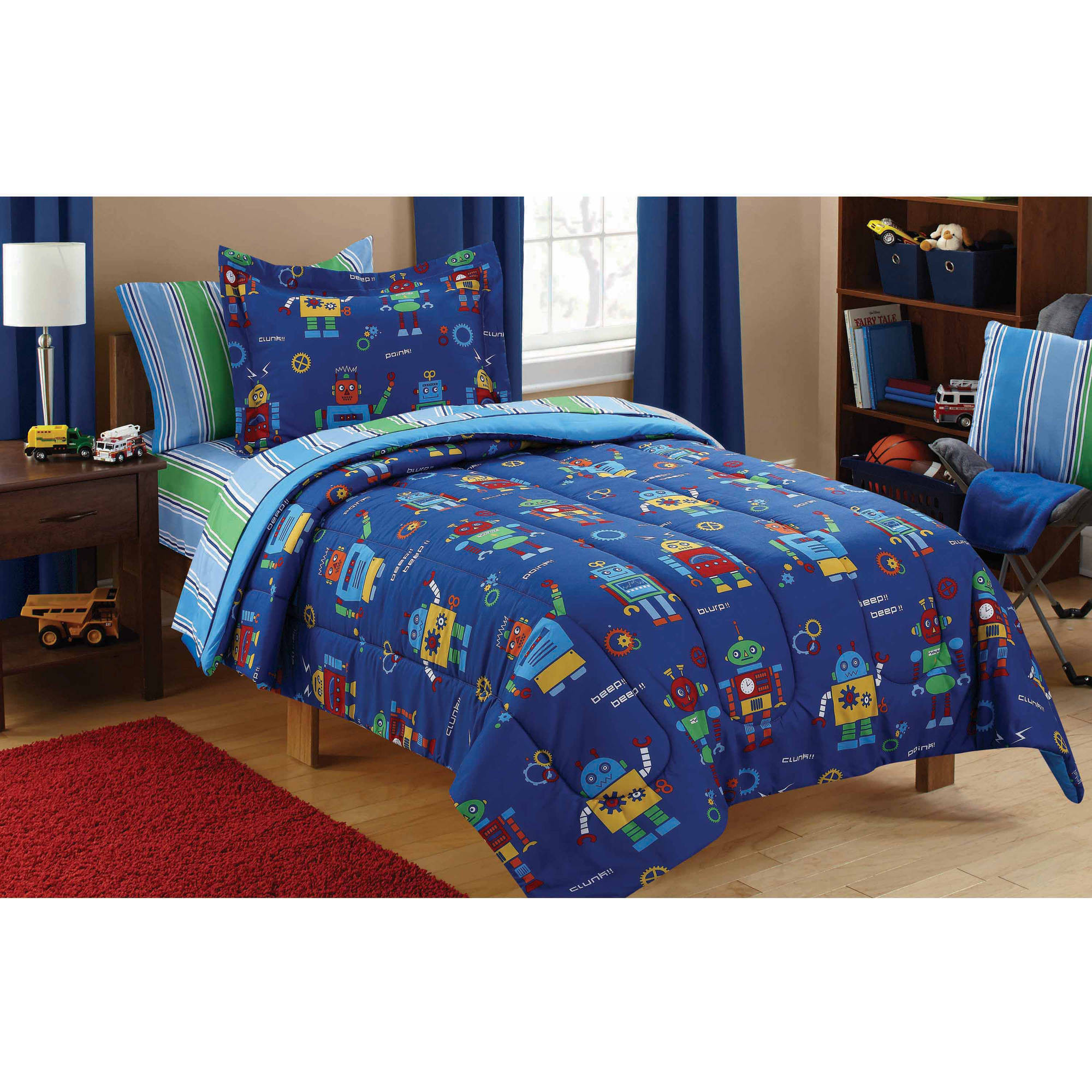 Kids Bedroom Set Walmart
 Mainstays Kids Robots Bed in a Bag Coordinating Bedding