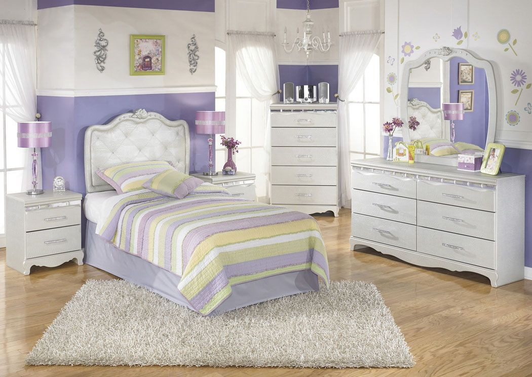 Kids Bedroom Sets Under 500
 M&N Zarollina Twin Upholstered Headboard Dresser & Mirror